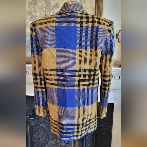 Vintage Diane Von Furstenberg Women's Funky Mod Plaid Wool Blazer Size 6 - Picture 3 of 16